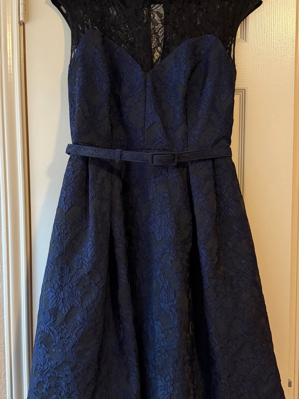 City Chic S/16 Navy Blue Lace Fit-and-Flare Dress